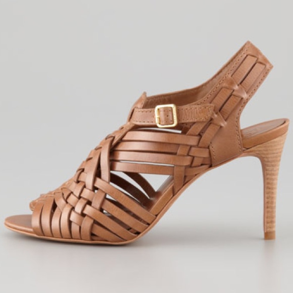 AUTHENTIC Tory Burch Tan Leather ‘Nadia’ Heels 9